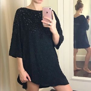 Vintage Jeweled and Beaded Smock Mini Dress